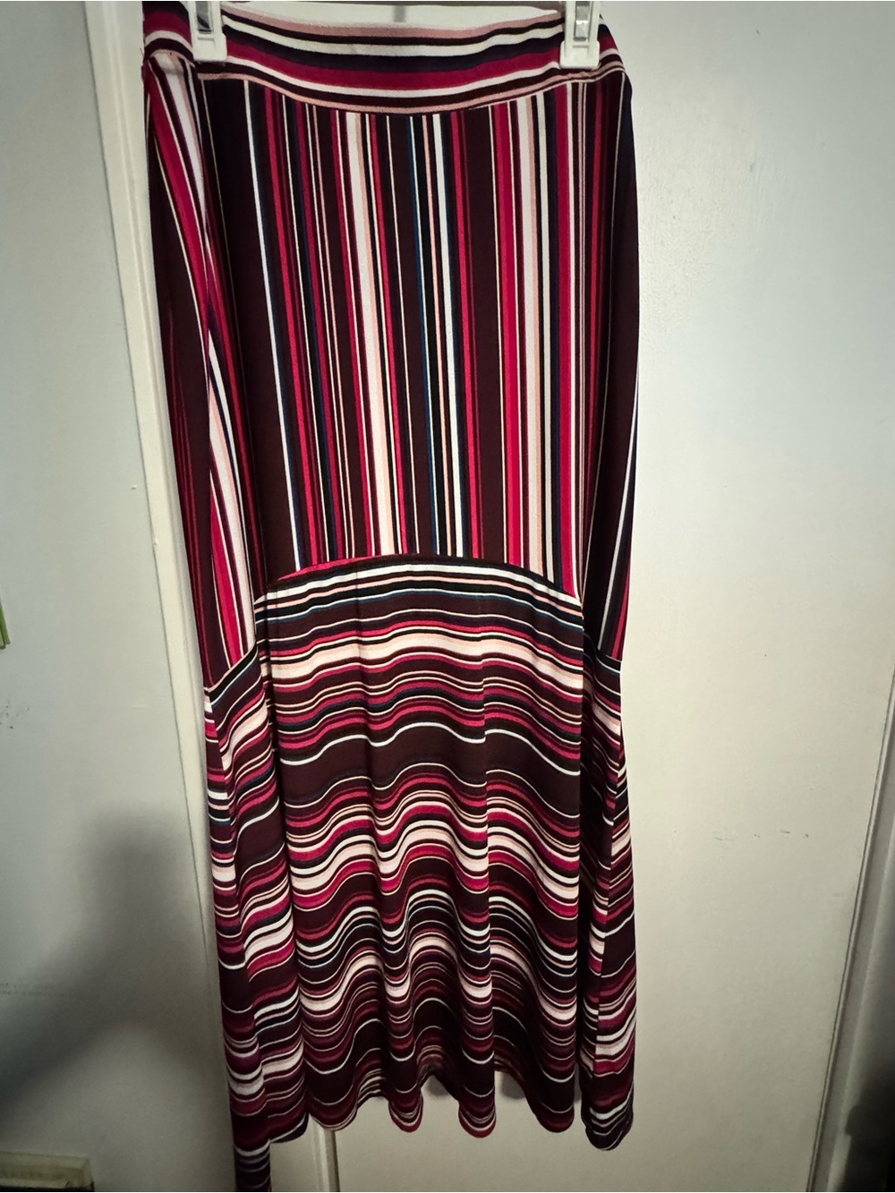 Cato Striped Maxi Skirt in Burgundy, Pink & White